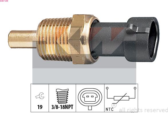 KW 530 129 - Датчик, темература на маслото vvparts.bg