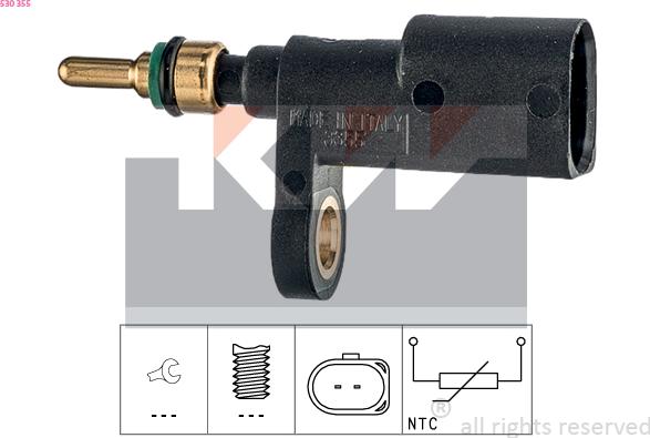 KW 530 355 - Датчик, температура на охладителната течност vvparts.bg