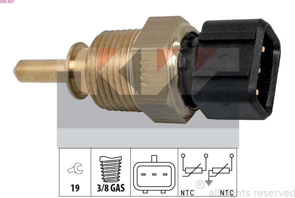 KW 530 367 - Датчик, температура на охладителната течност vvparts.bg