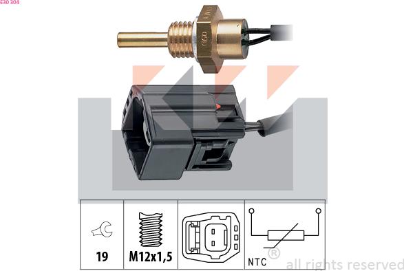 KW 530 304 - Датчик, температура на охладителната течност vvparts.bg