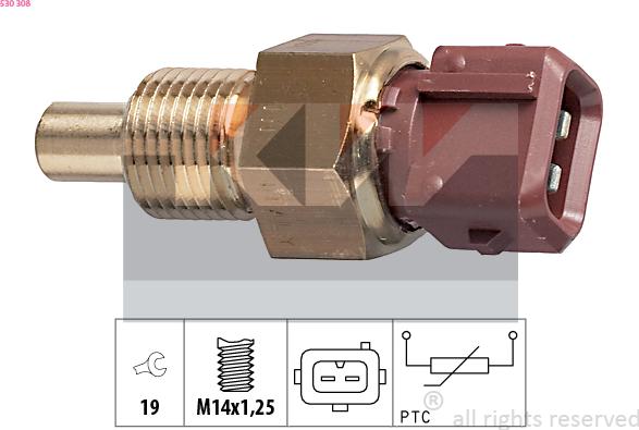 KW 530 308 - Датчик, температура на охладителната течност vvparts.bg