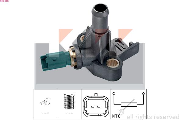 KW 530 318 - Датчик, температура на охладителната течност vvparts.bg