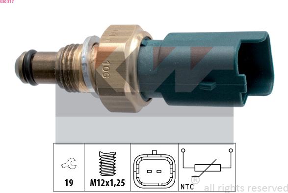 KW 530 317 - Датчик, температура на охладителната течност vvparts.bg