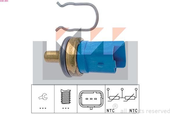 KW 530 293 - Датчик, температура на охладителната течност vvparts.bg