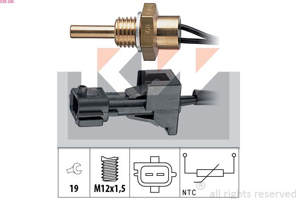 KW 530 245 - Датчик, температура на охладителната течност vvparts.bg