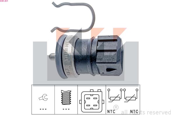 KW 530 251 - Датчик, температура на охладителната течност vvparts.bg