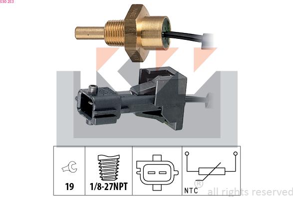 KW 530 253 - Датчик, температура на охладителната течност vvparts.bg