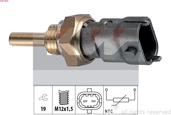 KW 530 264 - Датчик, температура на охладителната течност vvparts.bg