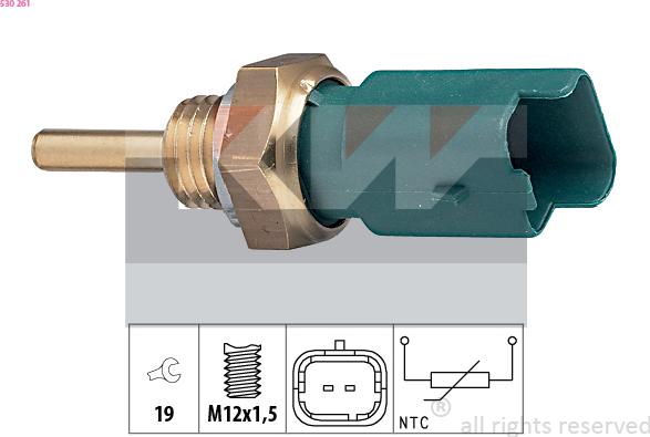 KW 530 261 - Датчик, температура на охладителната течност vvparts.bg