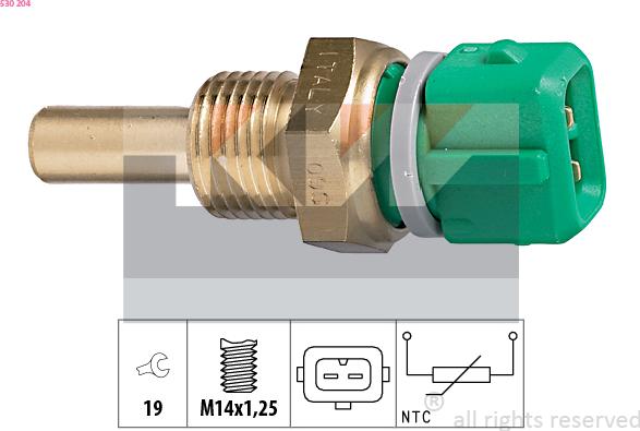 KW 530 204 - Датчик, температура на охладителната течност vvparts.bg