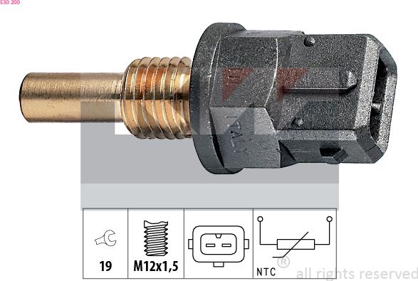 KW 530 200 - Датчик, температура на охладителната течност vvparts.bg