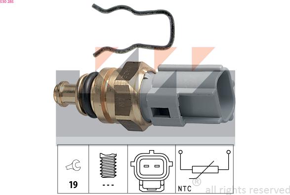 KW 530 285 - Датчик, температура на охладителната течност vvparts.bg