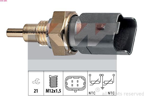 KW 530 286 - Датчик, температура на охладителната течност vvparts.bg