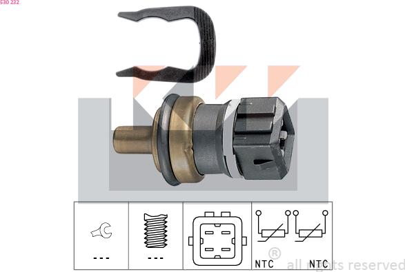 KW 530 232 - Датчик, температура на охладителната течност vvparts.bg