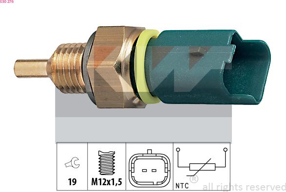 KW 530 276 - Датчик, температура на охладителната течност vvparts.bg