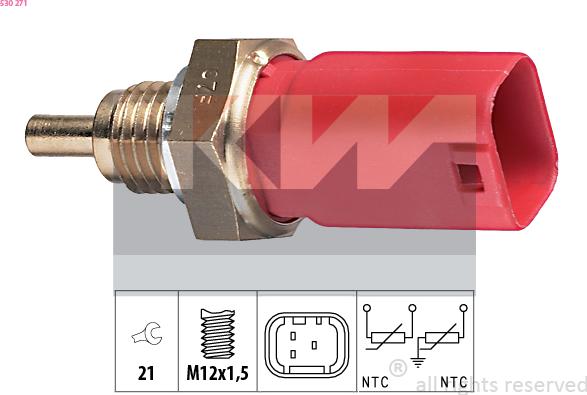 KW 530 271 - Датчик, температура на охладителната течност vvparts.bg