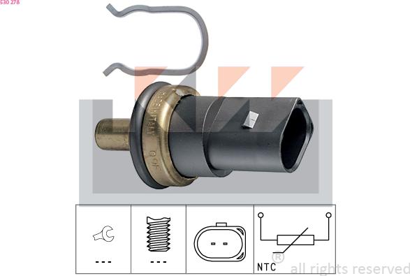 KW 530 278 - Датчик, температура на охладителната течност vvparts.bg