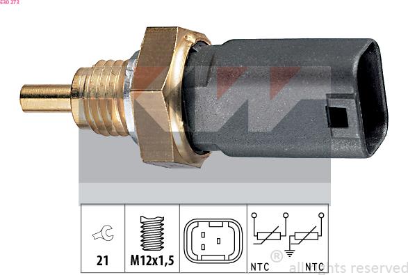 KW 530 273 - Датчик, температура на охладителната течност vvparts.bg