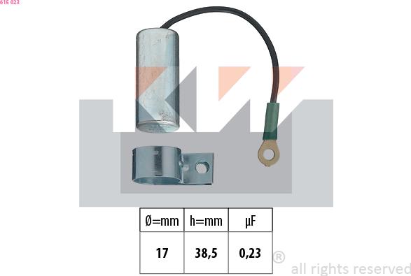 KW 615 023 - Кондензатор, запалителна система vvparts.bg