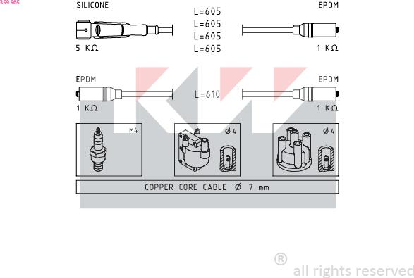 KW 359 965 - Комплект запалителеи кабели vvparts.bg