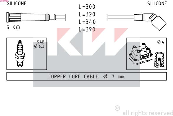 KW 359 900 - Комплект запалителеи кабели vvparts.bg