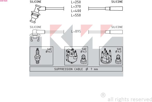 KW 359 920 - Комплект запалителеи кабели vvparts.bg