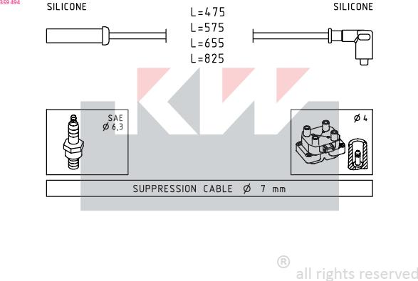 KW 359 494 - Комплект запалителеи кабели vvparts.bg