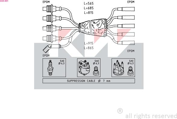 KW 359 491 - Комплект запалителеи кабели vvparts.bg