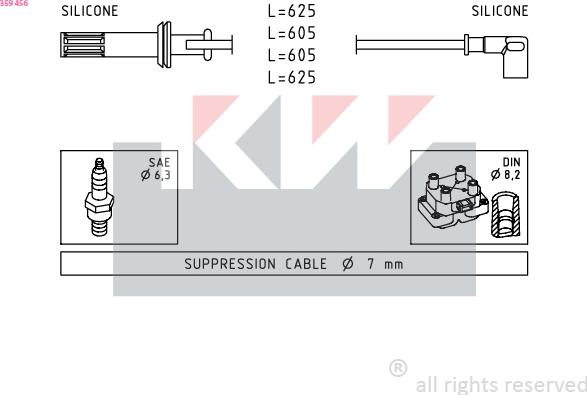 KW 359 456 - Комплект запалителеи кабели vvparts.bg