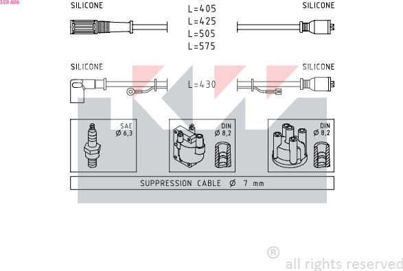 KW 359 466 - Комплект запалителеи кабели vvparts.bg