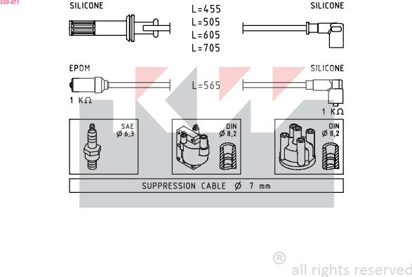 KW 359 471 - Комплект запалителеи кабели vvparts.bg