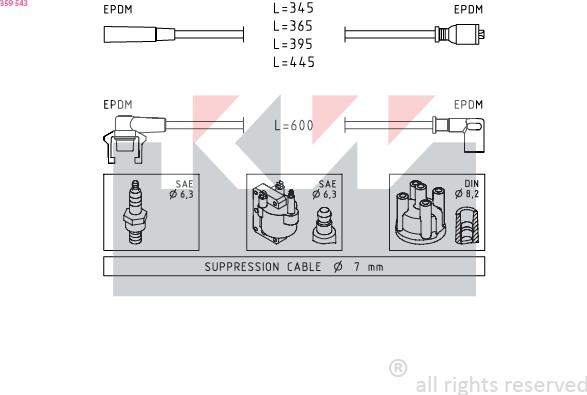 KW 359 543 - Комплект запалителеи кабели vvparts.bg