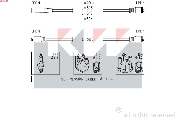 KW 359 511 - Комплект запалителеи кабели vvparts.bg