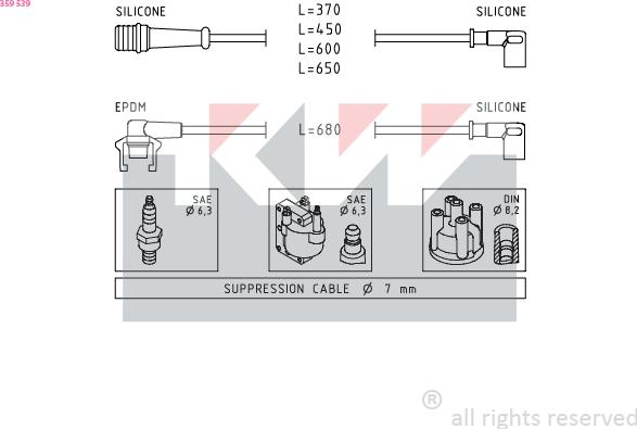 KW 359 539 - Комплект запалителеи кабели vvparts.bg