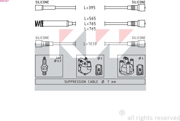 KW 359 527 - Комплект запалителеи кабели vvparts.bg