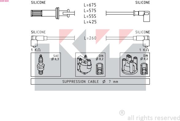 KW 359 650 - Комплект запалителеи кабели vvparts.bg