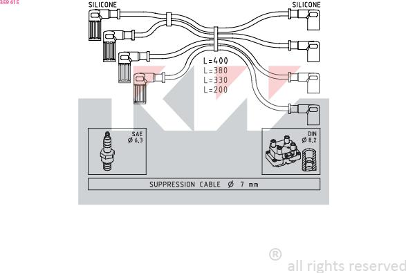 KW 359 615 - Комплект запалителеи кабели vvparts.bg