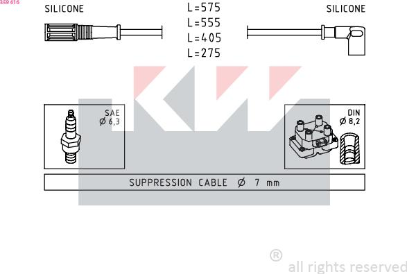 KW 359 616 - Комплект запалителеи кабели vvparts.bg
