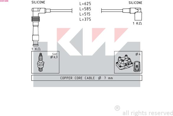 KW 359 688 - Комплект запалителеи кабели vvparts.bg