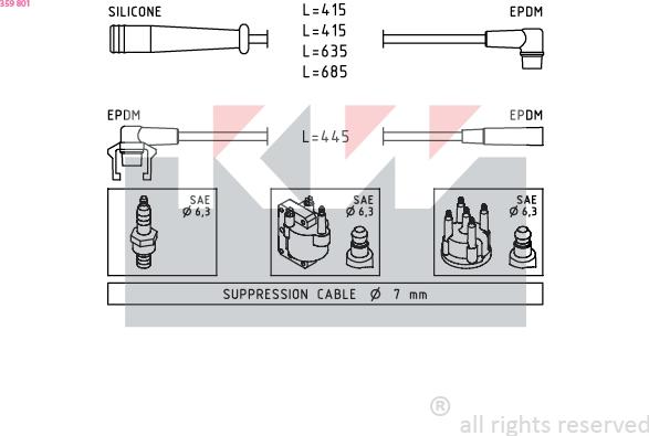 KW 359 801 - Комплект запалителеи кабели vvparts.bg