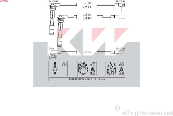 KW 359 802 - Комплект запалителеи кабели vvparts.bg