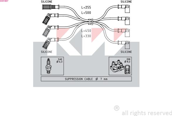 KW 359 887 - Комплект запалителеи кабели vvparts.bg