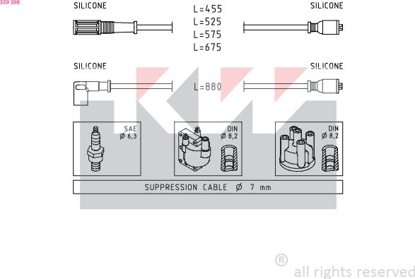 KW 359 398 - Комплект запалителеи кабели vvparts.bg