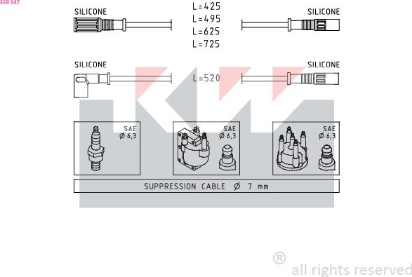 KW 359 347 - Комплект запалителеи кабели vvparts.bg