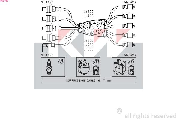 KW 359 747 - Комплект запалителеи кабели vvparts.bg