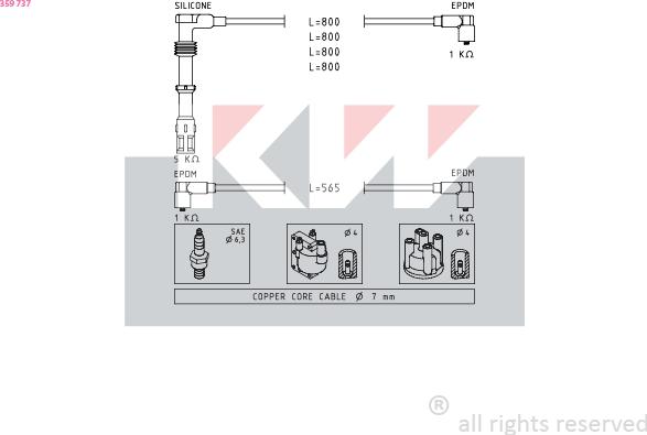 KW 359 737 - Комплект запалителеи кабели vvparts.bg