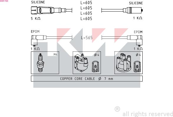 KW 359 725 - Комплект запалителеи кабели vvparts.bg