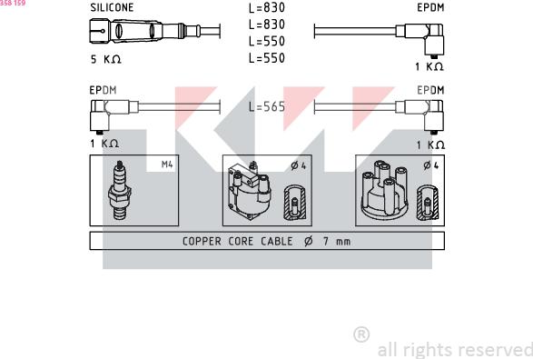 KW 358 159 - Комплект запалителеи кабели vvparts.bg