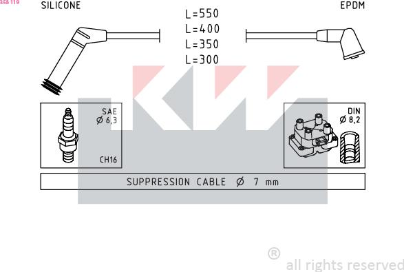 KW 358 119 - Комплект запалителеи кабели vvparts.bg