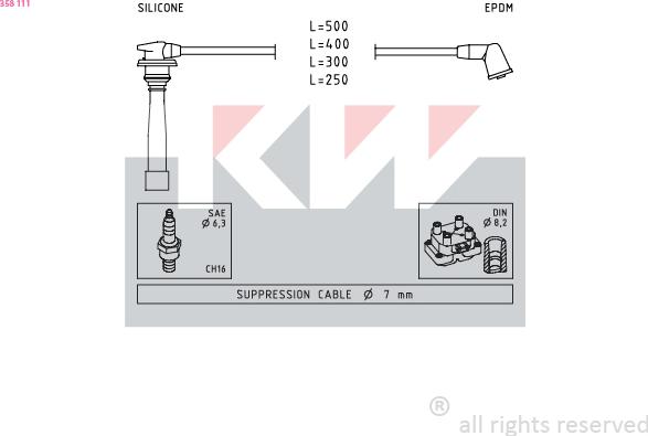 KW 358 111 - Комплект запалителеи кабели vvparts.bg